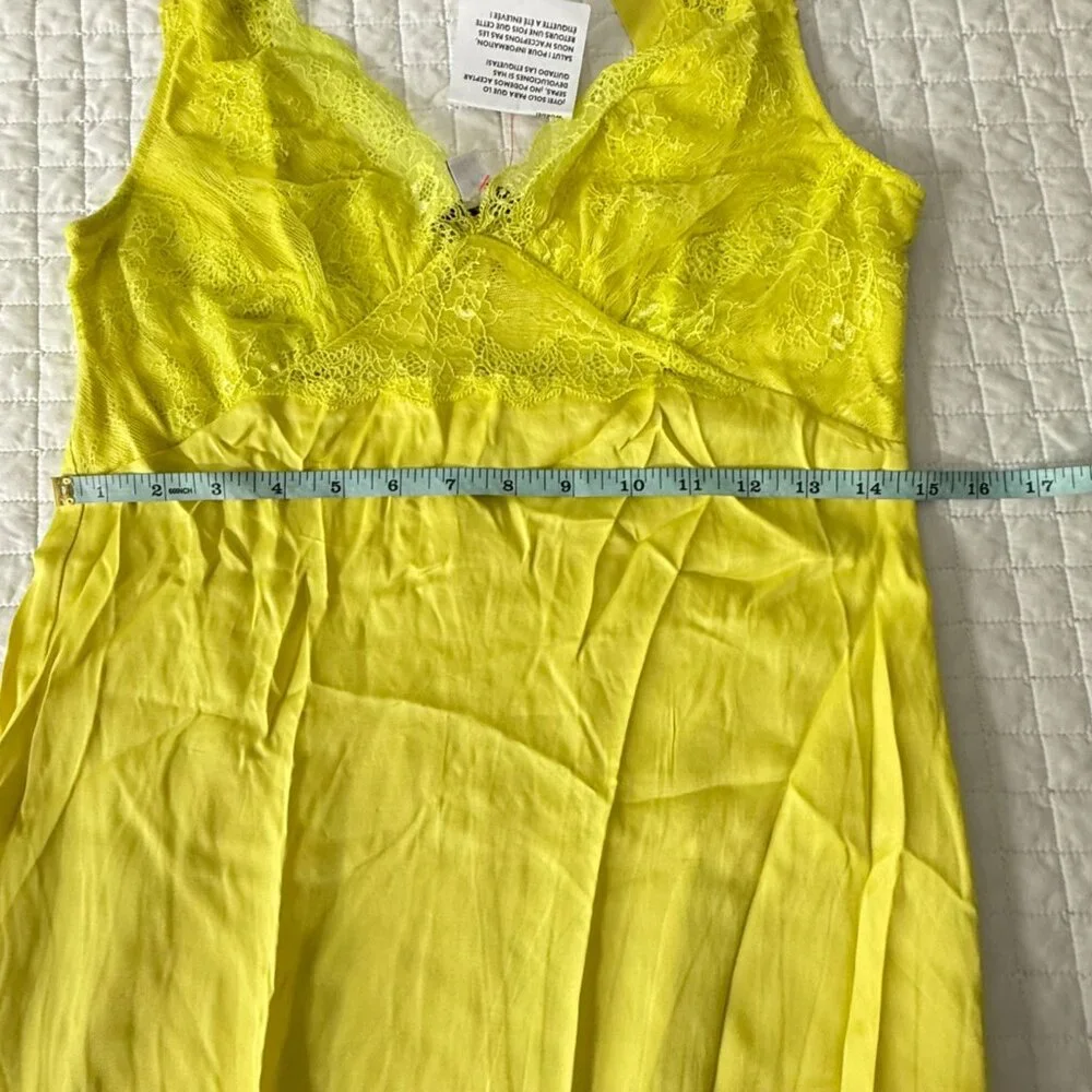 Topshop Lime Yellow Sleeveless Midi Dress With Lace Detail UK 12 / US 8 - Picture 12 of 13